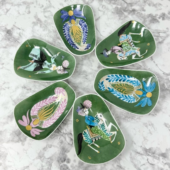 Mid Century 1960s MERLIN HARDY Hand Painted Appetizer Plate